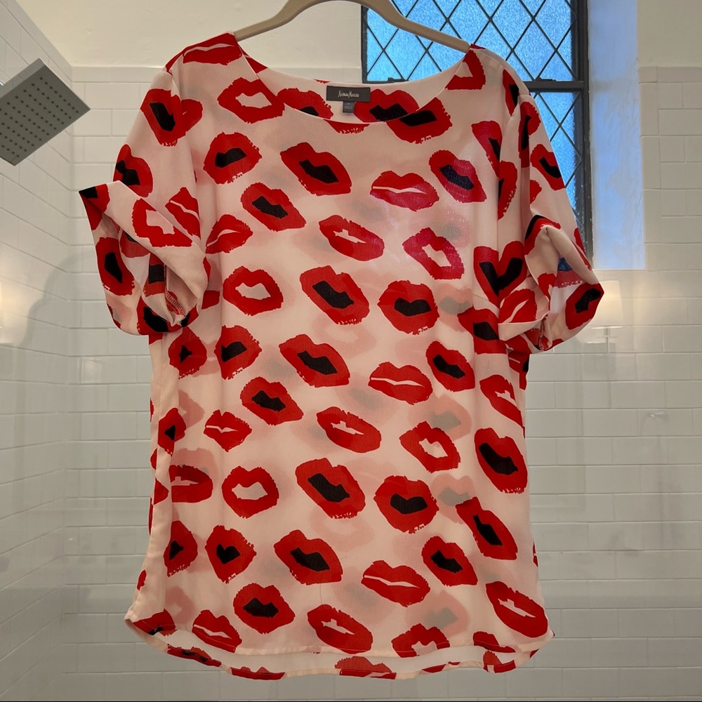 Red Lip Blouse from Neiman Marcus
